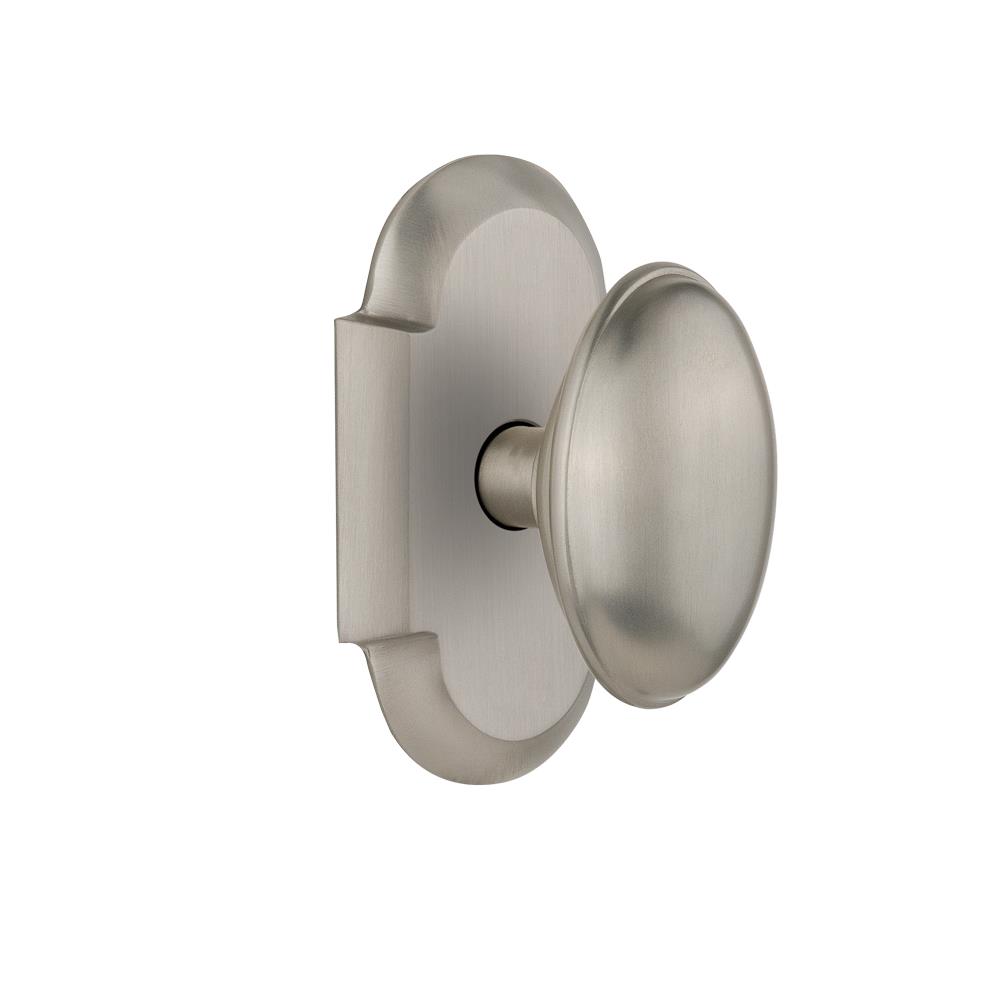 Nostalgic Warehouse COTHOM Privacy Knob Cottage Plate with Homestead Knob in Satin Nickel